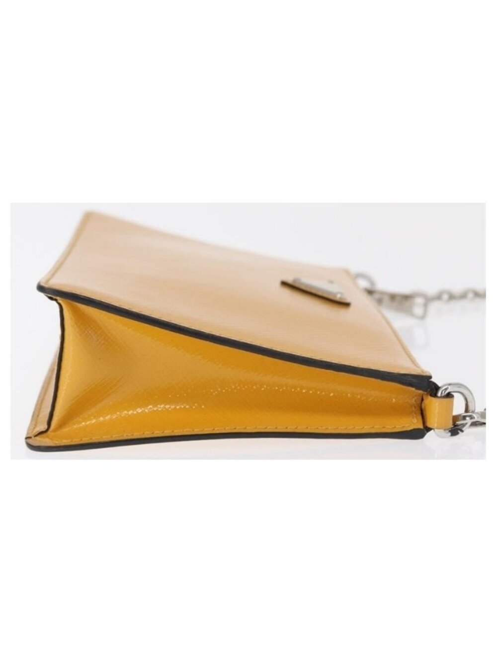 Authentic PRADA Chain Shoulder Bag Safiano leather Yellow Silver - Picture 8 of 16